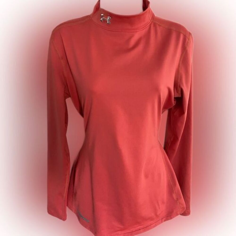 Under Armour Coldgear Mock Top - L orange , polyester spandex